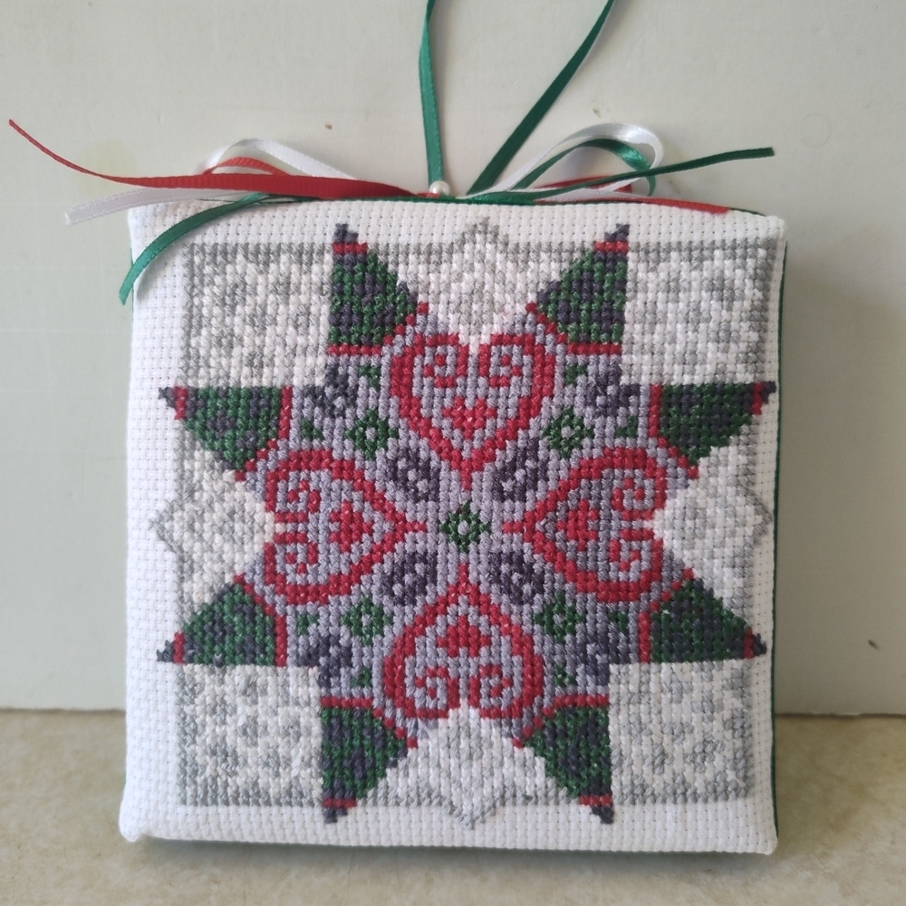 Elegant Holiday Star Cross-Stitch Ornament